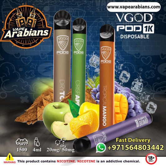 Vgod Pod 1k Disposable Vape (1500 Puffs) 20mg In UAE