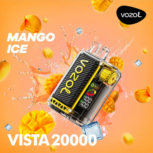 Vozol Vista 20000 Mango Ice disposable vape 50mg dual mesh coil rechargeable Dubai UAE