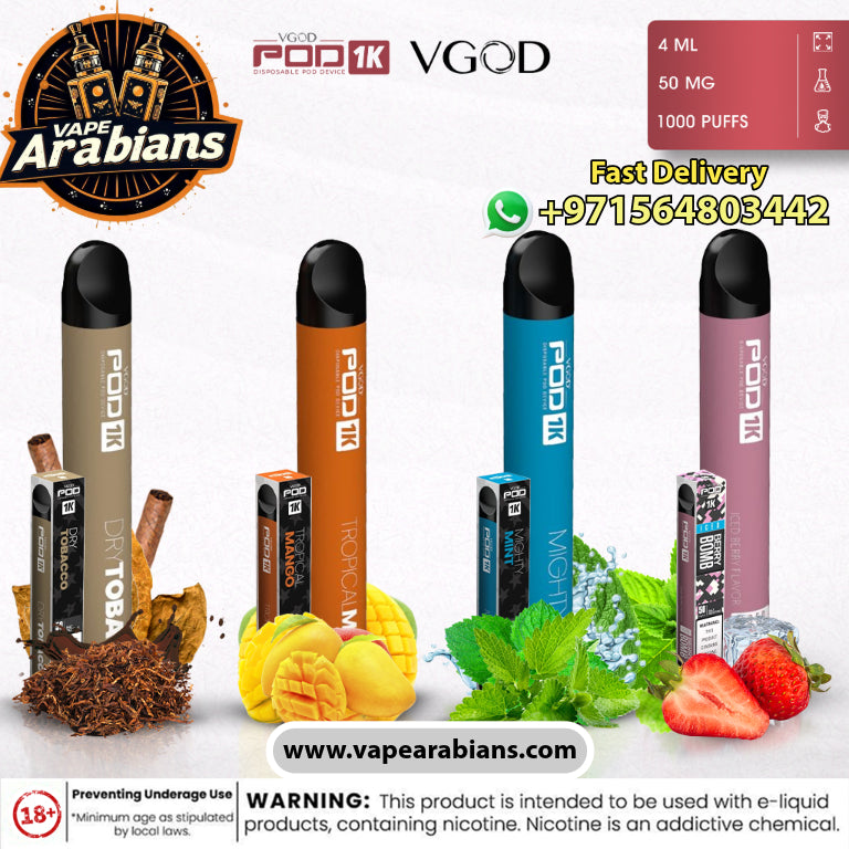 Vgod Pod 1k Disposable Vape (1500 Puffs) 20mg In UAE