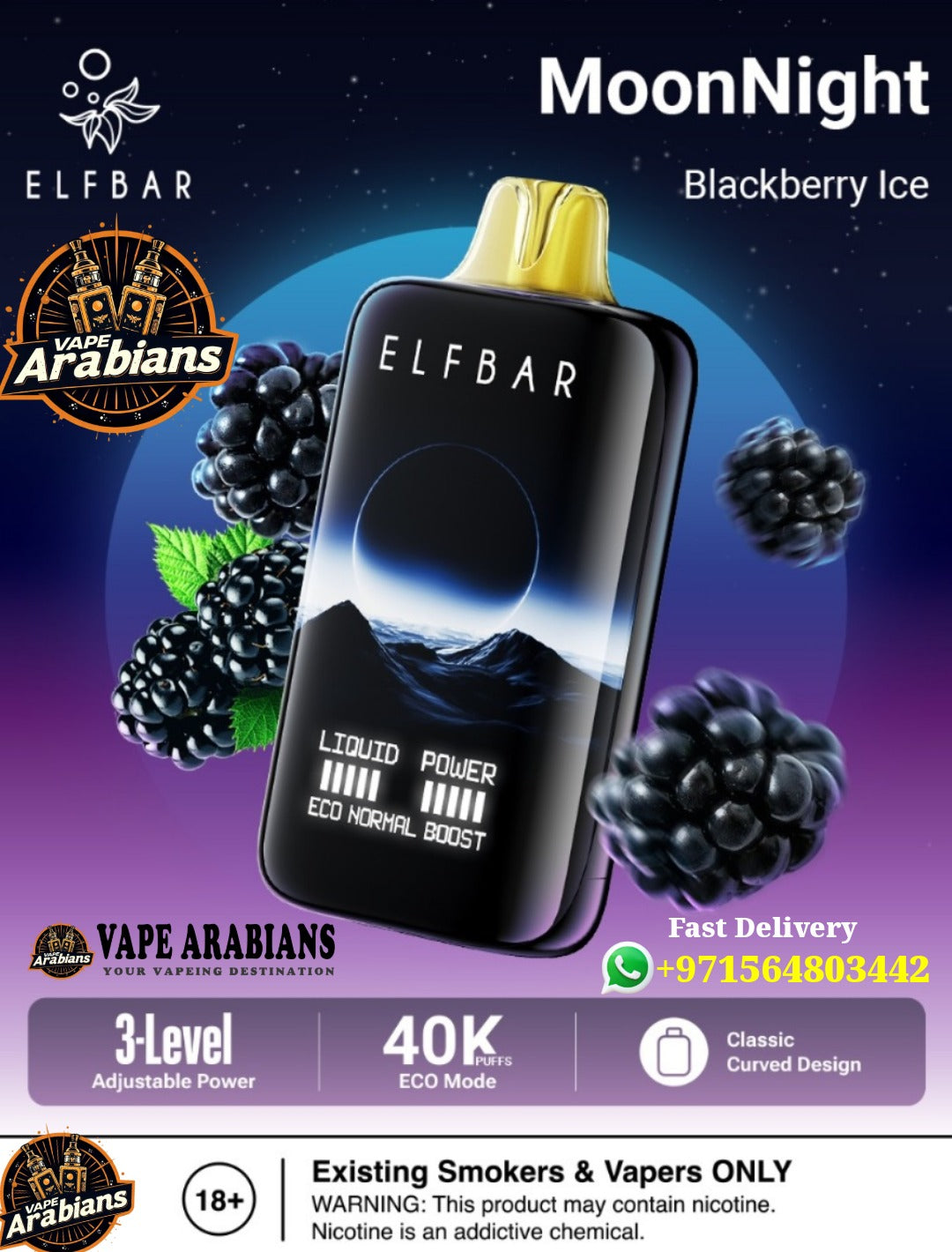 ELF BAR Moon Night 40000 Puffs 50MG Disposable Vape in Dubai