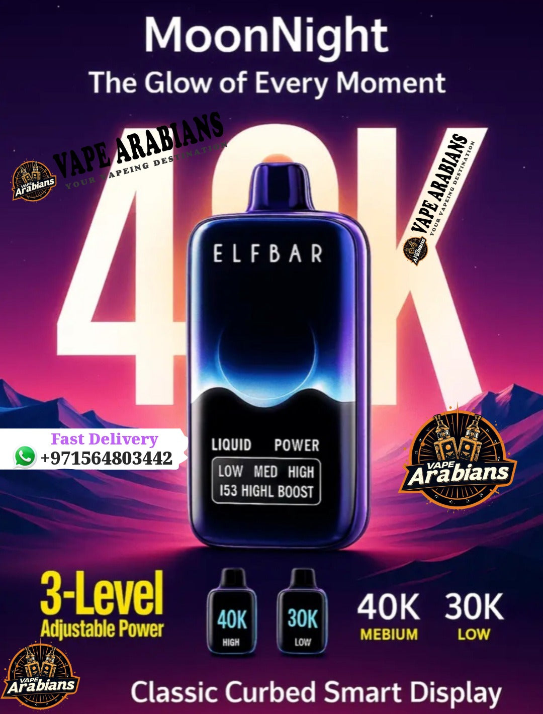 ELF BAR Moon Night 40000 Puffs 50MG Disposable Vape in Dubai