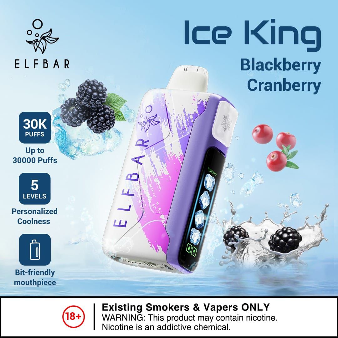 Elf Bar Ice King 30000  Blackberry Cranberry  disposable vape, 50mg, 5-level ice, Dubai UAE