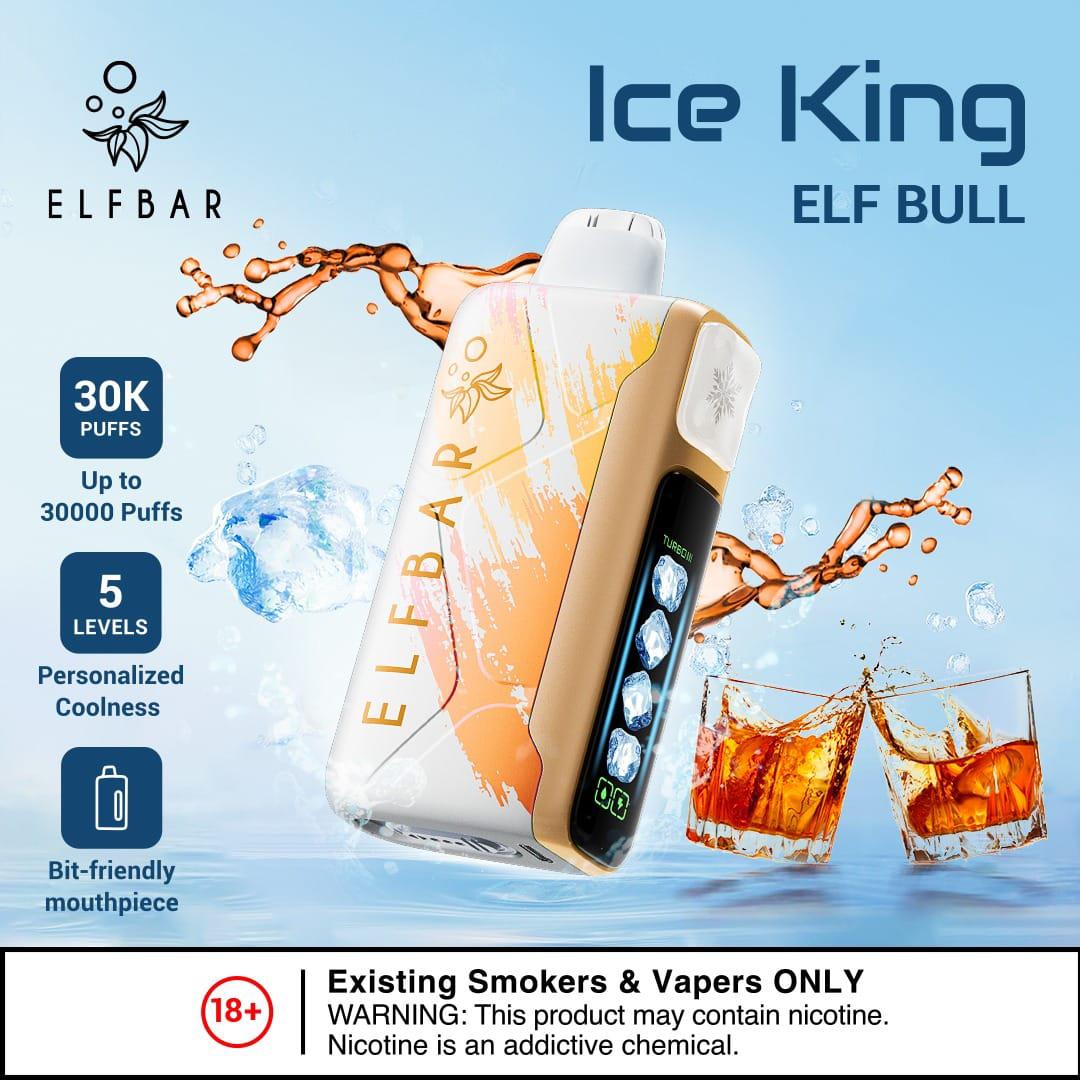 Elf Bar Ice King 30000 Ice King Elf Bull  disposable vape, 50mg, 5-level ice, Dubai UAE