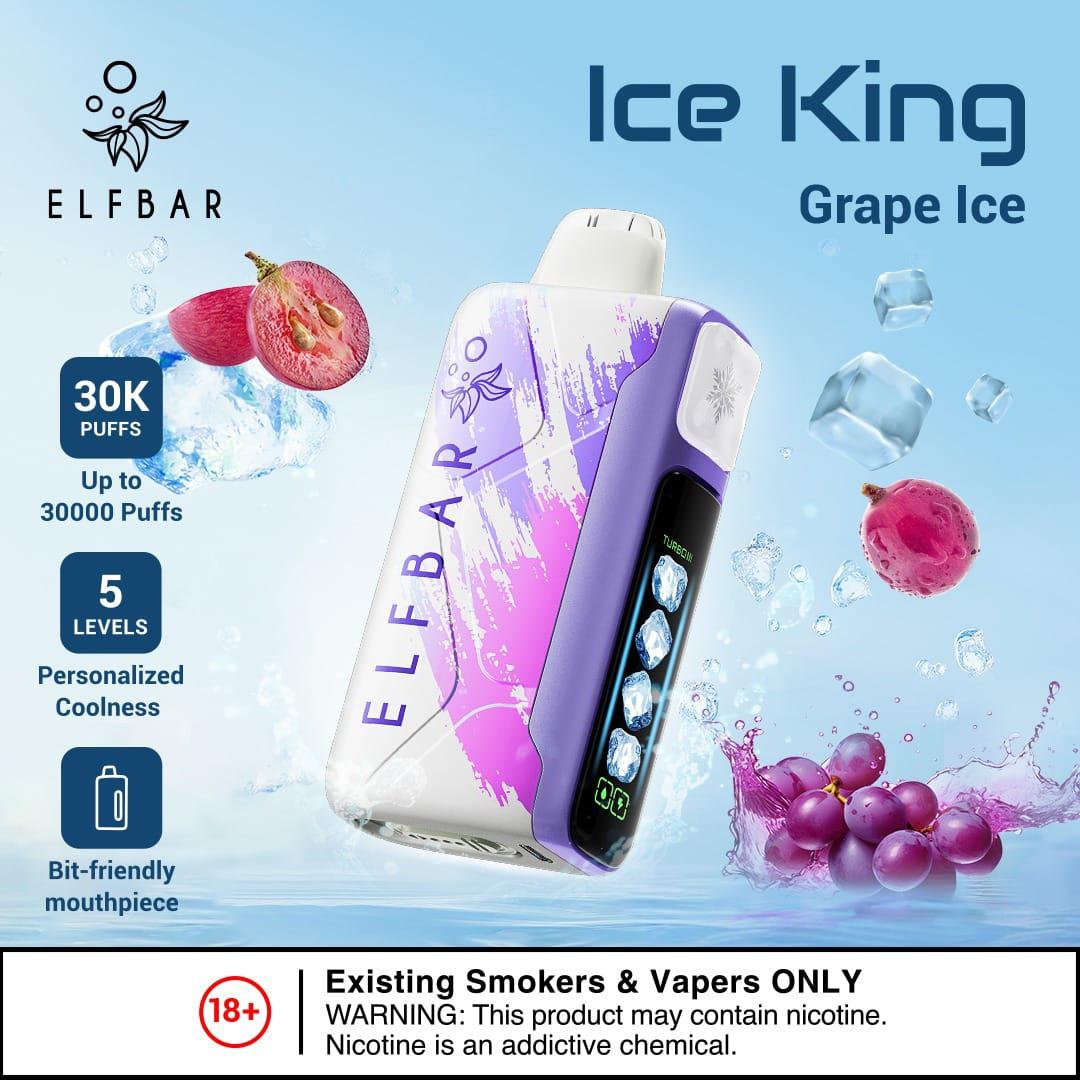 Elf Bar Ice King 30000 Ice King  Grape Ice  disposable vape, 50mg, 5-level ice, Dubai UAE