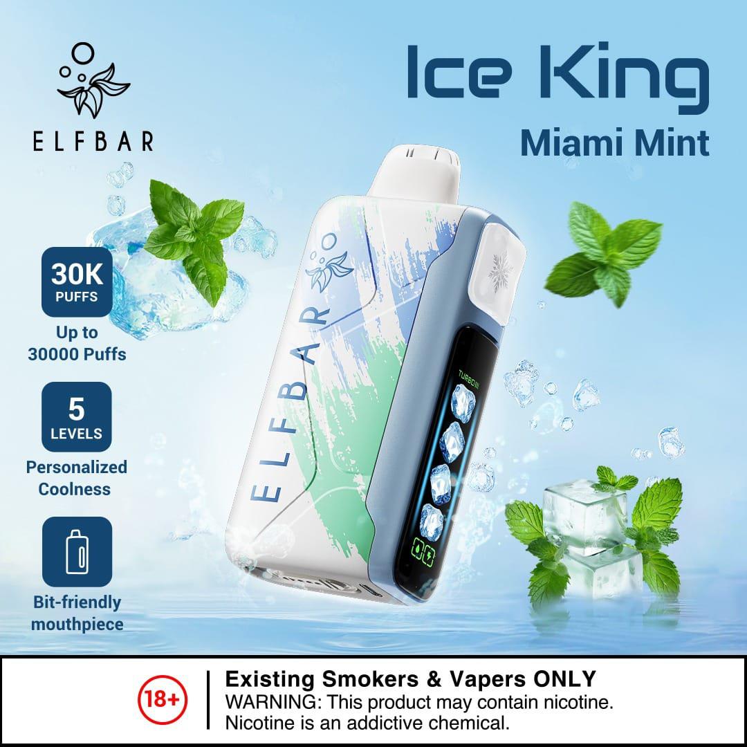 Elf Bar Ice King 30000 Ice King Miami Mint Ice  disposable vape, 50mg, 5-level ice, Dubai UAE