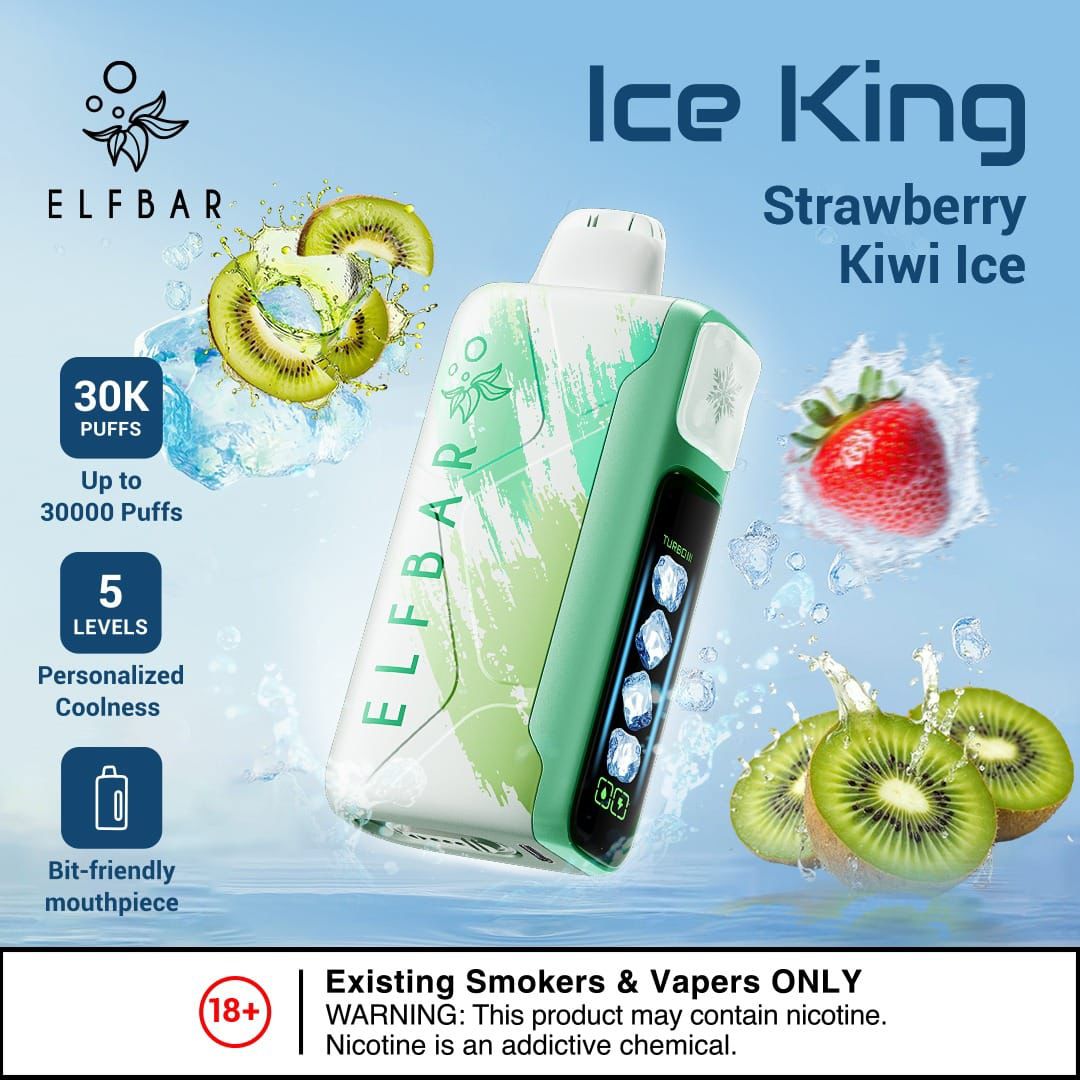 Elf Bar Ice King 30000 Ice King  Starwberry Kiwi ice disposable vape, 50mg, 5-level ice, Dubai UAE