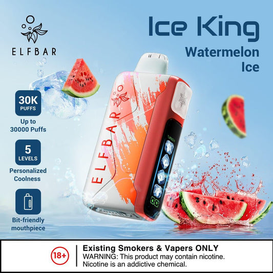 Elf Bar Ice King 30000 Watermelon disposable vape, 50mg, 5-level ice, Dubai UAE